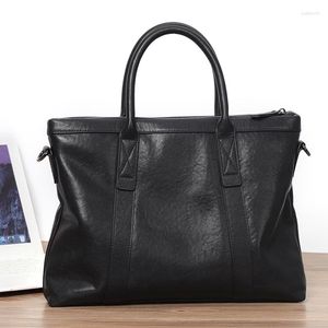 Evrak çantaları moda erkek evrak çantası Koreli marka tasarımcı çanta çanta gerçek deri İngiliz omuz erkek iş dizüstü bilgisayar çantaları
