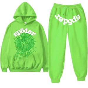 Mens Hoodies Moletons Esportivos Treino Suor Terno Spider 555 Young Th Set Estrelas Mesmas Calças Com Capuz Bibber e Bodysuit Casual906