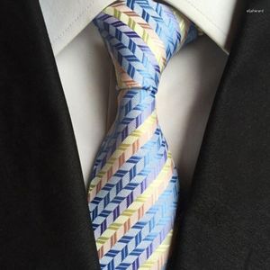 Аксессуары для галстуков для мужчин новинка синий желтый полосатый деловой галстук Случайный стройный галстук Свадебные галстуки подарок