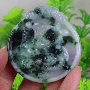 Necklaces Certified Green 100% Natural Jade Jadeite Dragon Pendant 11621H