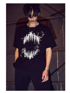 Men's T Shirts Fierce-looking Mouth Dark Style Unisex Short Sleeve T-shirt T-shirts Tops Loose O-neck Oversize Tees Shirt