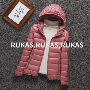 Casual Down Jacket Women Short Hooded 2023 New Fashion Stand Collar Lightweight Slim-Fit Large Size Coat Anti-Season Stone Coat