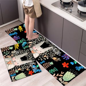 Carpet Cute Rabbit Animals Pattern AntiSlip Polyester Kitchen Waterproof Easy To Clean Door Mat Outdoor Living Room Floor 230825
