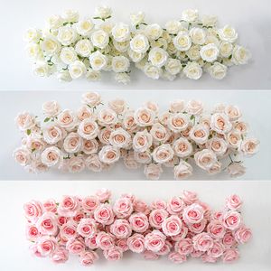 Decorative Flowers Wreaths 5D White Pink Purple Rose Artificial Flower Row Wedding Backdrop Arch Decor Wall Hanging Floral Event Party Props Window Display 230825