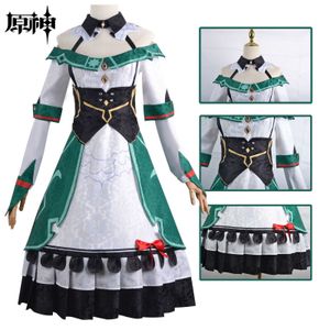 Theme Costume Genshin Impact Cosplay Costume Katheryne Game Anime Clothes Christmas Dress Maid Outfit Black Wig Carnival Party Costumes Wigs 230825