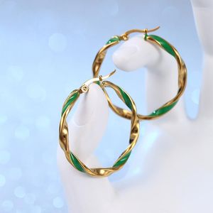 Hoop Earrings Korean Green Pink For Women Teens Children Stainless Steel Orange Fashion Jewelry Y2K Accessories