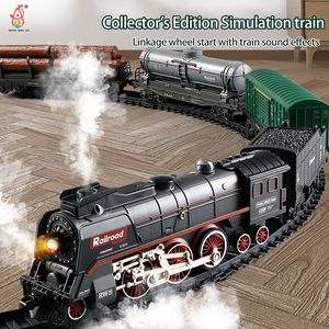 ElectricRC Track Brinquedo Elétrico Trem Variedade Railcar Retro Vapor Modelo Puzzle Montagem Brinquedos Conjunto Ferroviário Kid Natal 230825