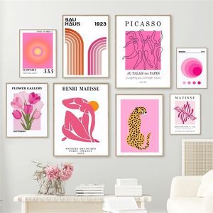 Målningar Matisse Bauhaus ängelnummer Picasso Flower Gallery Wall Art Canvas Målningsaffischer och skriv ut bilder för vardagsrumsdekor L230825