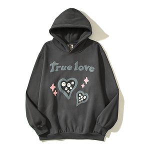 Felpe con cappuccio da donna Felpe True Love is Hard to Find Schiuma rotta con cappuccio per uomo Streetwear Felpa con cappuccio in pile casual allentato unisex 230826