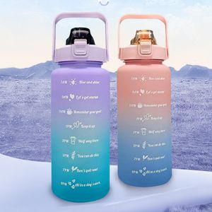Water Bottles 2 Liters Water Bottle Large Capacity Motivational Drinking Bottle Outdoor Sports Water Bottle with Time Marker Cute Plastic Cups 230825
