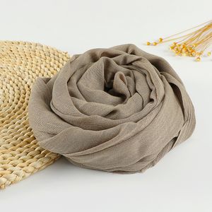 Halsdukar fast färg linne bomullshijabs för kvinnor vanlig halsduk muslimsk fransade sjal stora wraps pannband eid lång 190x100 cm 230825