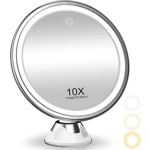 Compact Mirrors Flexible Makeup Mirror 3 Colors Lighting Touch Screen Vanity Mirror 10X Magnifying Mirrors Portable Suction Cup Cosmetic Mirror 230826