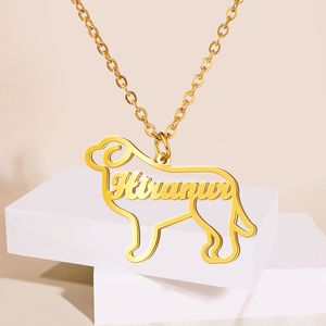 Colares de pingente Sipuris nome personalizado colar de aço inoxidável adorável cão gato cruz cadeias para menino meninas presente de aniversário linda jóias 230825