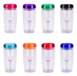 The latest 10.1OZ wine glass fruit double-layer plastic straw coffee mug, many styles to choose from, support any logo customization