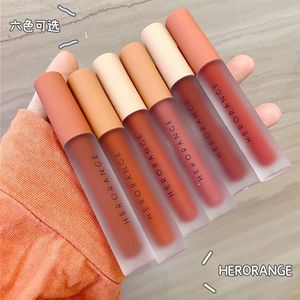 HERORANGE 6 Cores Veludo Fosco Esmalte Labial À Prova D' Água Sweatproof Batom Coloração Batom Não-Aderente Copo Lip Glaze Cosméticos