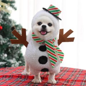 의류 크리스마스 애완 동물 제품 슈퍼 귀여운 흰색 눈사람 작은 개 의상 겨울 재미 스탠딩 스노우맨 크리스마스 애완견