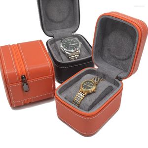 Watch Boxes Soft Travel Case Roll Organizer Detachable Cushion Zippered Box 1 Slot Storage For Wristwatch Jewelries
