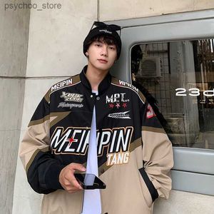 Motorcycle baseball uniform American Streetwear men extra Large Racing Jacket Vintage Embroidered bomber jacket 2XL Q230826