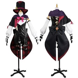 Costume Theme Costume Genshin Impact Lyney Cosplay Costume Wig Fontaine Lyney Leather Uniform Hat Dress Short Hair Skirt Glove Outfit Tail