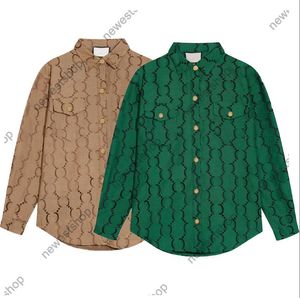 24SS Europe Mens Coats Designer Luksusowy wzór Jacquard Długie rękawne koszulę dżinsową Khaki Casual Khaki Green Ovearat Płaszcze Women Women Kurtka