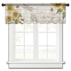 Curtain Idyllic Sunflower Bee Dragonfly Butterfly Kitchen Curtains Tulle Sheer Short Bedroom Living Room Home Decor Voile Drapes