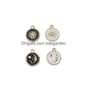 Charms Eruifa 10Pcs 12Mm Lovely Shiny Sun Moon Star With Epoxy Coin Zinc Alloy Necklace Earring Bracelet Jewelry Diy Handmade 4 Drop D Dhp7I