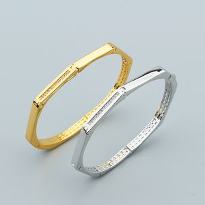 Nastro in oro 18 carati di bambù Leopard Diamond Bangle bracciali catena Love Designer per donna uomo coppia aperta stilista Festa di nozze Regali di San Valentino ragazzo cool