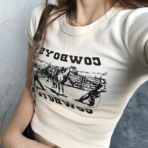 Kvinnors T-skjortor grossist insed vindstil 2023 sommar rund hals kort tätt bokstavstryck bomull t-shirt