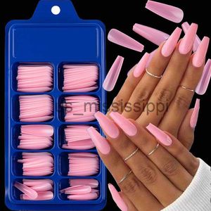 False Nails 100 pieces of blister box with solid color pointed false nail stickers long ballerina candy color red blue pink false nails x0826