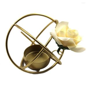 Candle Holders Hollow Ball Holder 3D Flower European Style Elegant Iron Art Candlestick Decoration Dinner Wedding Party