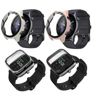 Amazfit BIP3 GTR 3/3Pro GTS 2 GTS3 GTS2 MINI/BIP U/GTR3 PRO GTR2/GTR2Eカバーのハードシェルガラススクリーンプロテクターフィルムケースケース