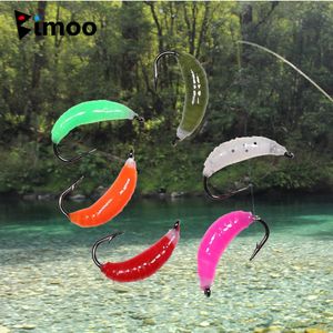 Baits Lures Bimoo 6PCS 8 10 Nymph Scud Bug Worm Flies Caddis Larvae Imitation Rocky River Trout Fishing Insect Bait Lure White Red 230825