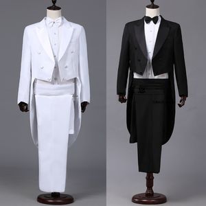 Mäns kostymer blazers smoking klänning kostymer män broderi glänsande lapel svans tuxedo bröllop brudgum tabeller fest scen sångare kostymer klädrockar svansar 230825