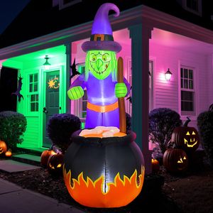 Andra evenemangsfestleveranser Halloween Uppblåsbar häxspöke med inbyggd LED -lampor Dekorationer utomhus för Yard Garden Lawn Decor 230825