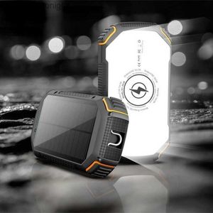 Solar Power Bank 20000mAh Large-Capacity Portable Powerbank Mobile Phone Charger LED Outdoor Waterproof Hike Camping Emergency Q230826