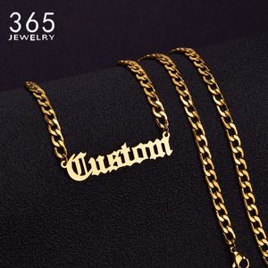 Pendant Necklaces Personalized Customized Name Necklace Gold Color 5mm NK Chain Custom Nameplate for Women Men Handmade Gifts 230825