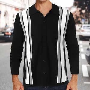 Erkek kazakları bluzlar erkek moda erkekler çizgili düğme elastik örgü uzun kollu tutkalı tişörtler büyük ve uzun paketi için