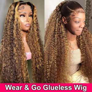 13x4 13x6 Gluelessed To Deed reased Readed Ombre Highlight HD Lace Deep Wave Frontal Cury Human HairWig