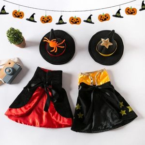 Hundkläder andas husdjurskappa justerbar halloween kostymuppsättning för hundkatter Wizard Hat Cloak -tillbehör