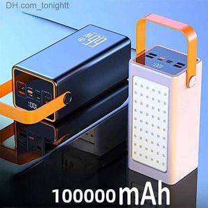 Power Bank 100000 мАч, высокая емкость, 66 Вт, быстрое зарядное устройство, Powerbank для iPhone, ноутбука, аккумулятор, внешний светодиодный фонарик для кемпинга Q230826