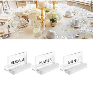 Acrylic Simple Card Display Stand Business Card Holder Desk Calendar Base Table Number Stand Wedding Party Desktop Decor