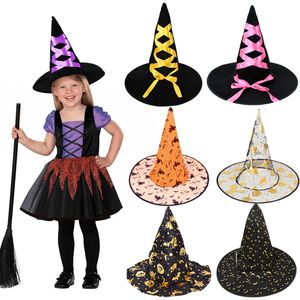 Ryggsäckar halloween hatt barn vuxen maskerad klä upp bandguiden kostymfest födelsedag häxor topp spetsiga kepsar cosplay rekvisita 230825