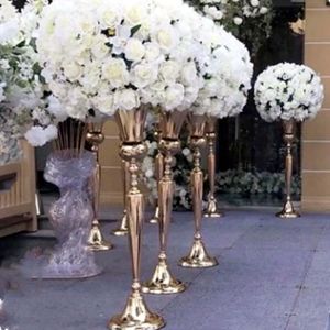 Suprimentos de casamento suporte de exibição de flores de mesa pano de fundo suporte de flores pedestais de ouro vaso de flores para eventos