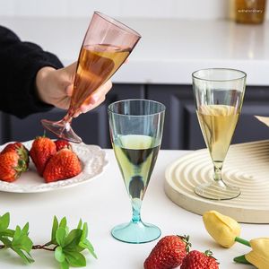 Engångskoppar sugrör 5 st/set bärbart rese vinglas set kreativ plast öl dricka juice cup champagne glas cocktail bägge bar