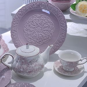 Dishes Plates Purple Ceramic Plate European Modern Dinner Creative Round Ins Style Cake Dessert Dish Tableware 230825