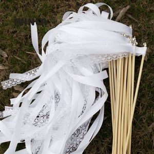 Outros suprimentos para festas de eventos 102050PiecesLotStyle Uma fita branca varinhas de casamento com sino de prata Fita de casamento Stick Twirling Streamers 230825