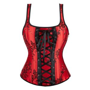 Cintura barriga shaper espartilho lingerie para mulheres zip lado bustier com alças plus size bordado flor espartilhos burlesque sexy trajes corsetto 230825