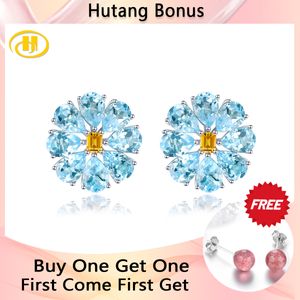 Charm Natural Sky Blue Topaz Citrine Sterling Silver Stud Earring 13.5 Karat Färgglada eleganta kvinnors smycken Toppkvalitetsengagemang 230825