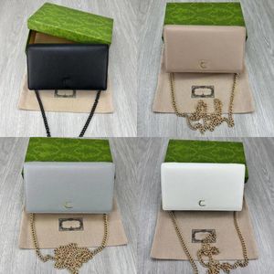 Luxury Designer Shoulder Bag Women Chain Wallet Black Lychee Grain Leather Crossbody Bag Flip Purse Four Color