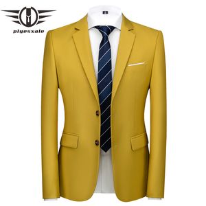 Herrenanzüge Blazer Plyesxale Herren Dunkelgelber Blazer Frühling Herbst Slim Fit Business Casual Man Boutique Blazer Jacke Herren Hochzeitsblazer Q980 230825